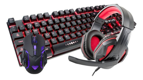 Kit Gamer Evus Teclado Rgb Mouse Darkmaster Pto E Headset Cor do teclado Preto