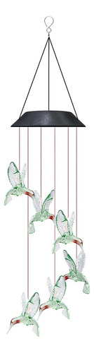 Carillón De Viento Solar Con Forma De Colibrí Verde, Cambia