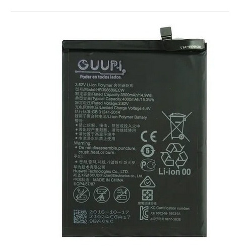 Bateria Pila Guupi Hb396689ecw Para Huawei Y9 2018 - 3900mah
