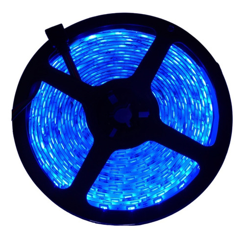 Tira Led 5050 5m + Eliminador Luz Blanca 127v Exterior Casa Color de la luz Azul