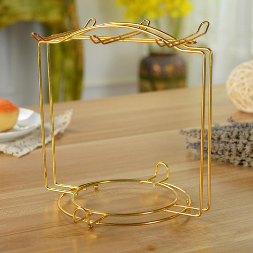 Estante De Exhibición De Taza De Té Y Platillo De Dorado