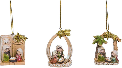 Oro Navidad De La Natividad Rustico Ornamento Conjunto ...