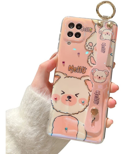 Funda Samsung Galaxy A12 C/correa De Muñeca - Oso Hello