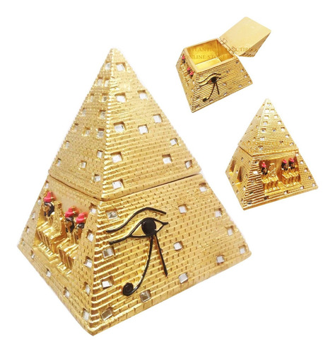 Figura Decorativa Diseño Piramide Ojo Horus Color Dorado