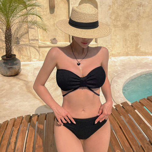 Traje De Baño De Color Liso Estilo Triángulo De Bikini Para