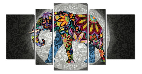 Cuadro Decorativo Moderno Elefante Colorido