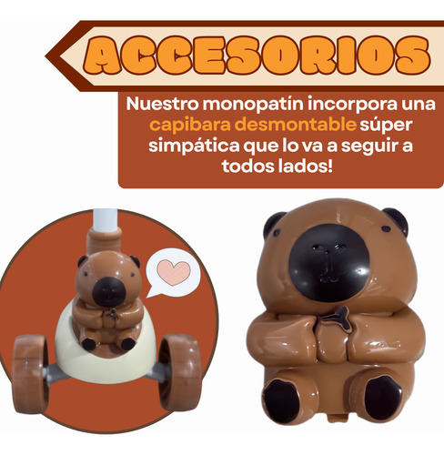 Monopatín Infantil Capibara 3 Ruedas Con Asiento Desplegable