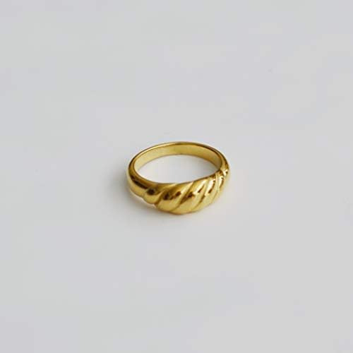 Anillo De Banda De Croissant De Cúpula De Oro Chapado En Oro