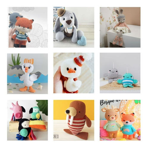 100 Patrones Muñecos Amigurumis Animales Variados A Crochet