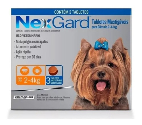 Nexgard Para Cães De 2a4 Kg - 3 Tabletes + Brinde