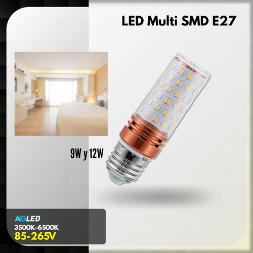 Led Multi Smd 9w E27 6000k 85-265v