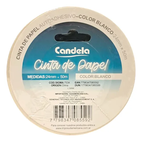 12 Cintas De Papel Enmascarar 24mm X 50metros Candela 7534