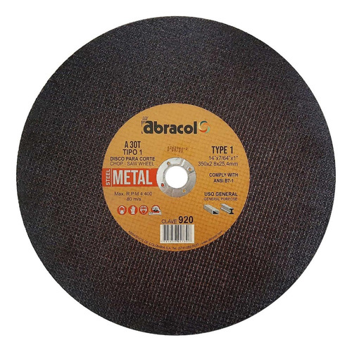 Disco Abracol C/m 14 Uso General (dt1 350x2.8x25.4mm)