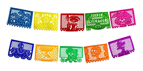 Papel Picado Dia De Muertos Por Ciento Varios Colores Y Dise