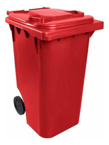 Lixo Container Coletor Gari Lixeira Com Rodas 240l Cor Vermelha