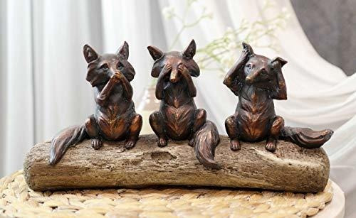 Ebros Rustic See Hear Speak No Evil Foxes Squatting On Drift