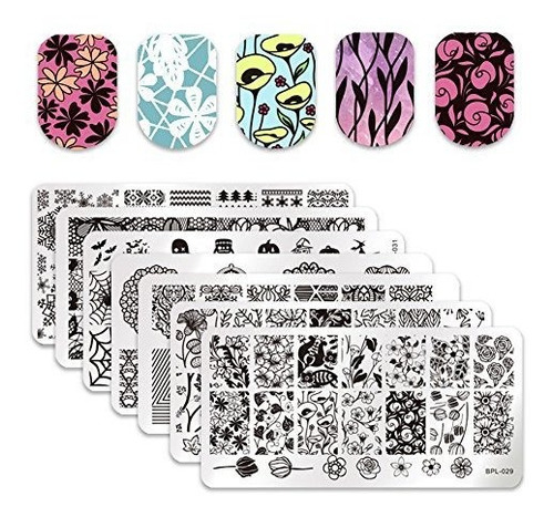 Born Pretty 7pcs Nail Art Stamping Plates Estampado De Plant