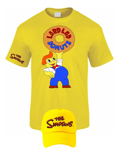 Camiseta Manga Corta Simpson Lard Lad Donuts Obsequio Gorra 