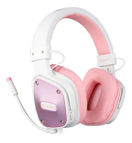 Imagen 3 de 5 de Audifono Gamer Pink Diadema Sades Dpower Rosa