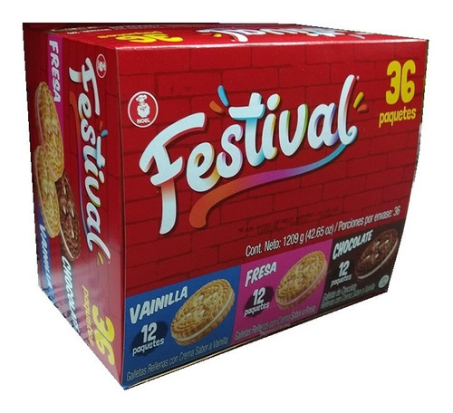 Galletas Festival Vainilla Fresa Chocol - Kg A $675