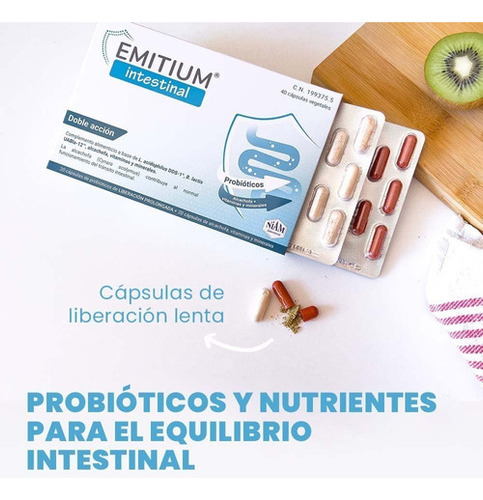 Emitium Intestinal, Vitaminas, Minerales Y Probióticos 60b Sabor Sin Sabor