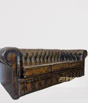 Comprar Sillón Chesterfield Clásico Cuero Vacuno 3 Cuerpos Amber