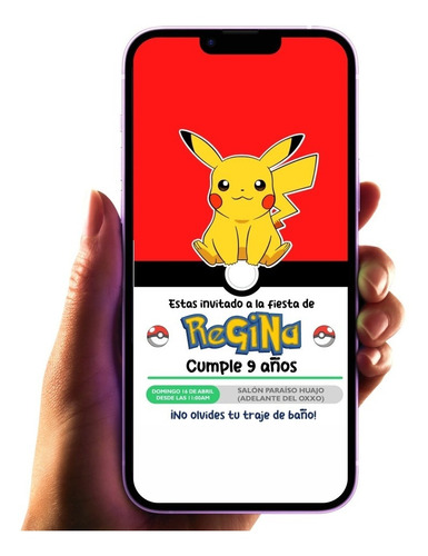 Invitación Digital Pokémon Pokebola Imprimible Perzonalizada