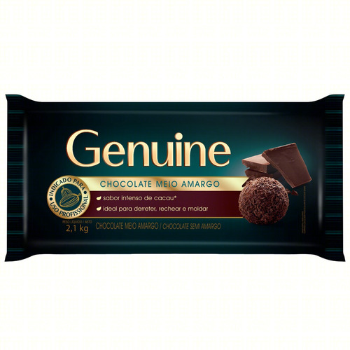 Chocolate meio amargo Genuine  sem glúten pacote 2.1 kg