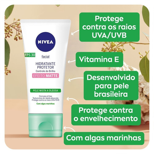 Imagem 4 de 9 de Hidratante E Protetor Facial Nivea Pele Mista A Oleosa 50g