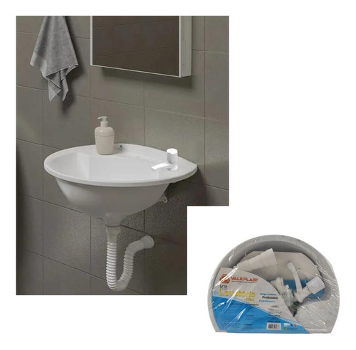 Kit Lavatório De Banheiro Com Sifão Torneira Valeplast