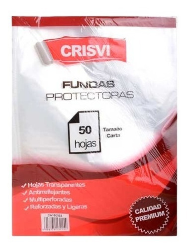 Fundas Protectoras Tamaño Carta Marca Crisvi  50 Unidades