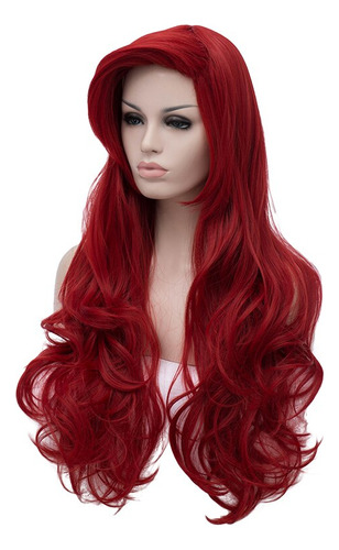 Peluca De Sirenita Jessica Rabbit  Pelo Ondulado  Rojo Vino