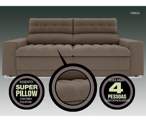 Imagem 5 de 12 de Sofá Omega Retrátil E Reclinável Velosuede Marrom 2,30m (l)