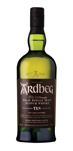 Pack De 12 Whisky Ardbeg Single Malt 10 Años 750 Ml