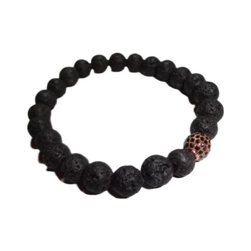 Pulsera Unisex Bola De Cristales Piedra Lava Volcánica