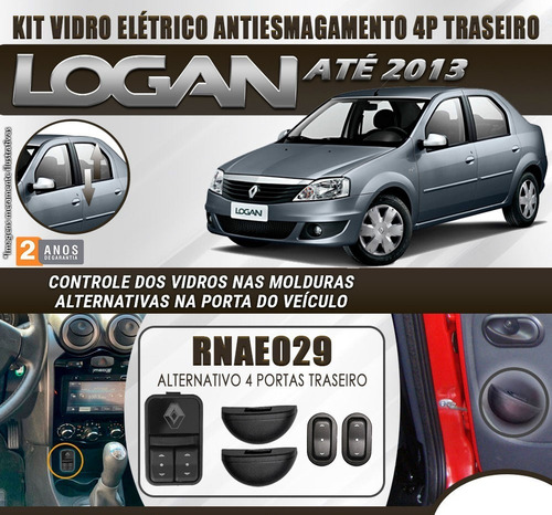 Kit Vidro Elétrico Tragial Logan 4p Traseiro Até 2013 Rn29