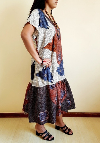 Imagem 3 de 6 de Vestido Feminino Tecido Longo Geni