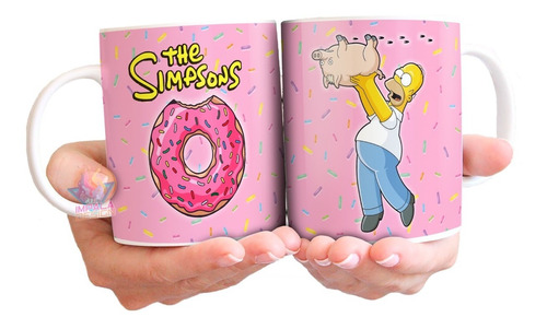 Taza Cerámica Homero Simpsons Chancho Araña Donuts Tasa