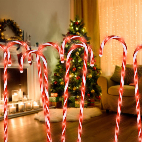 Lámpara De Tierra Con Muletas Navideñas En L, Enchufable Par