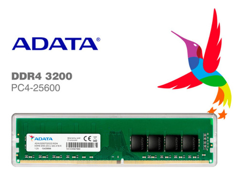 Memoria Dimm Adata, Ddr4 Pc4-25600 (3200mhz), 8gb.