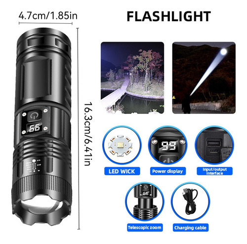 Linterna Altos Lúmenes Luces De Flash Recargables Led Linter