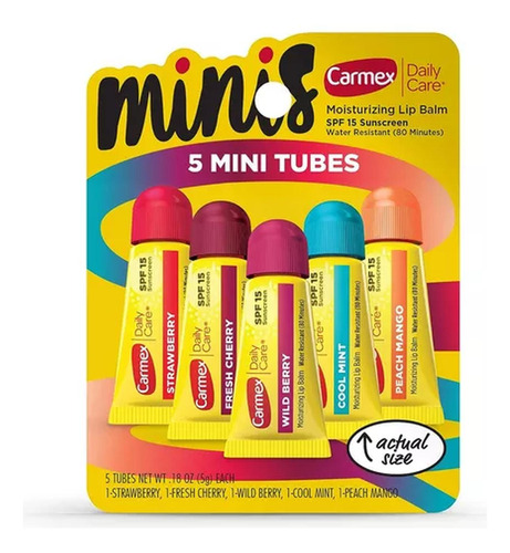 5 Carmex Mini Balsamo Labios Secos Protector Labial