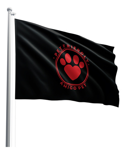 Bandeira Pet Friendly Amigo Pet Logo 140x80 Tecido Poliéster Vermelho E Preto