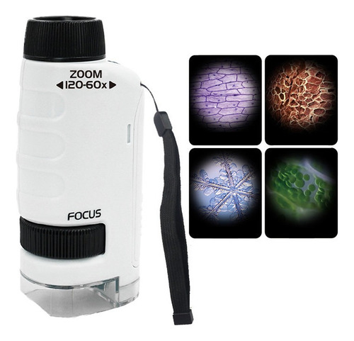 60x-120x Mini Microscopio De Mano Portátil Con Luz Led