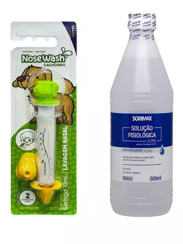 Kit Seringa Lavagem Nasal Infantil + Soro Nose Wash Cachorro