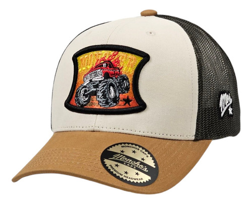 Gorra Vaquera Malla Monchos Caps Monster Truck 3d Beige Único