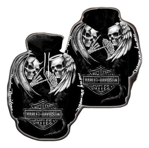 Sudadera Con Capucha Unisex Harley Davidson Skull Couple Con