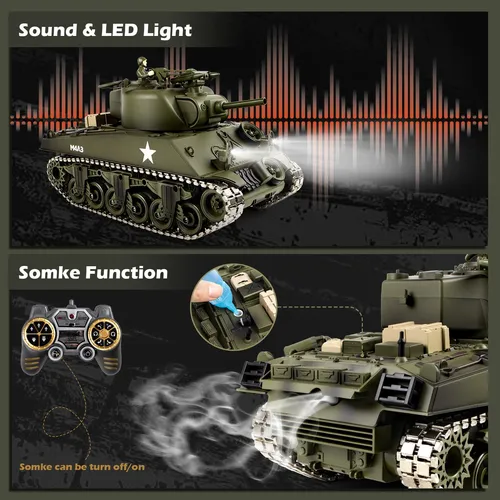 Rc Tank Dbshoot M4a3 Sherman 1/18 Metal Tracks 60 Minutos De