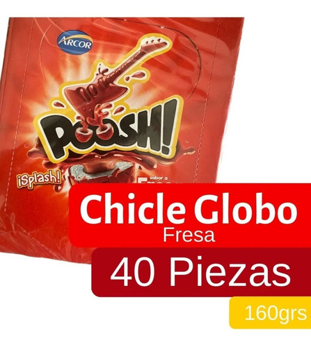 Caja Chicle Relleno Poosh Fresa 18c/40p