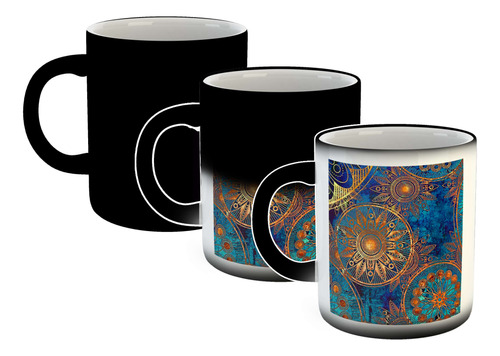 Taza Magica Mandala Lila Violeta Color Rosas Dibujo P4